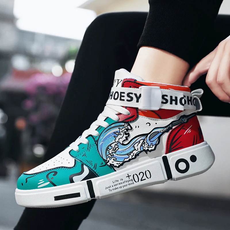 Мужские ботинки в стиле аниме повседневная обувь для скейтбординга дышащие