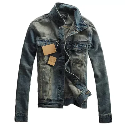 

NEW 2023 Autumn Winter Mens Denim Jacket Trendy Fashion Ripped Denim Jacket Mens Jeans Jacket Outwear Male Cowboy Coats 3XL,TA22