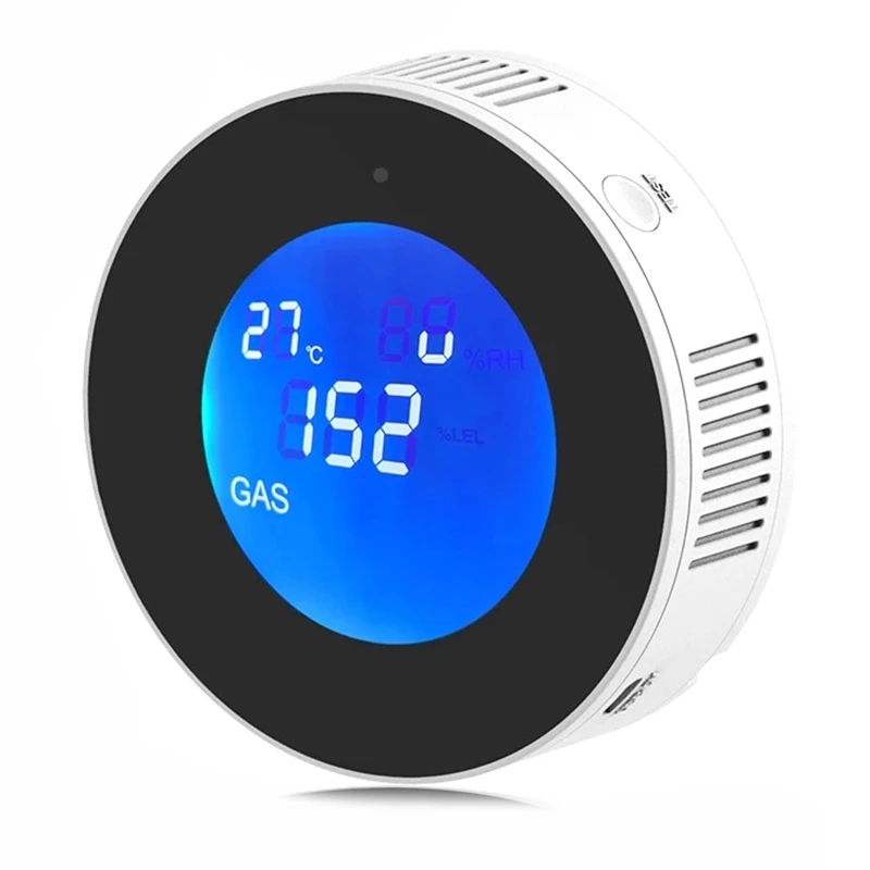 

Tuya Wifi Smart Natural Gas Alarm Sensor With Temperature Function Combustible Gas Leak Detector Display US Plug