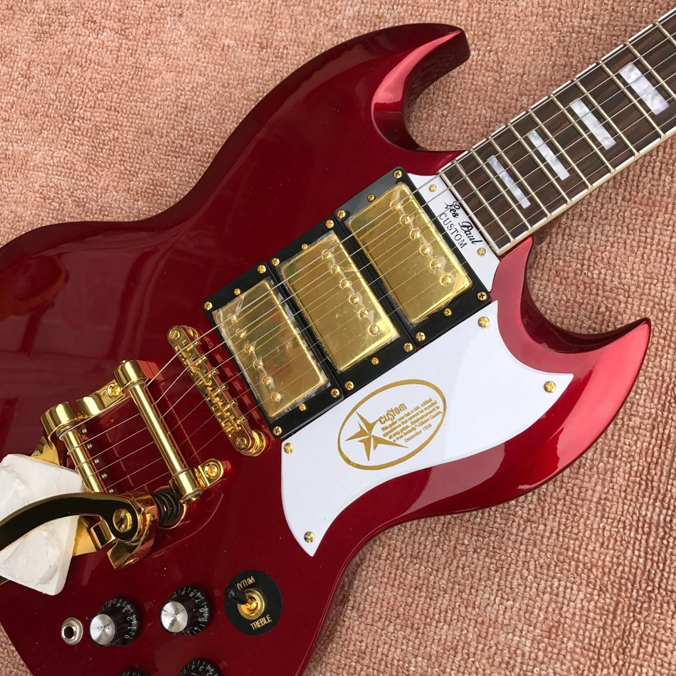 Электрическая гитара с грифом из палисандра золотая фурнитура 3 пикапа