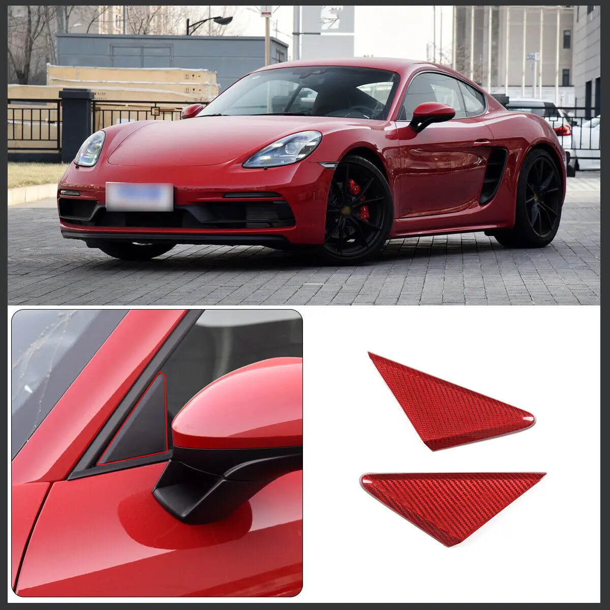 

Red Real Carbon Fiber A-pillar Triangle Trim Cover For Porsche 718/911 2012-2019