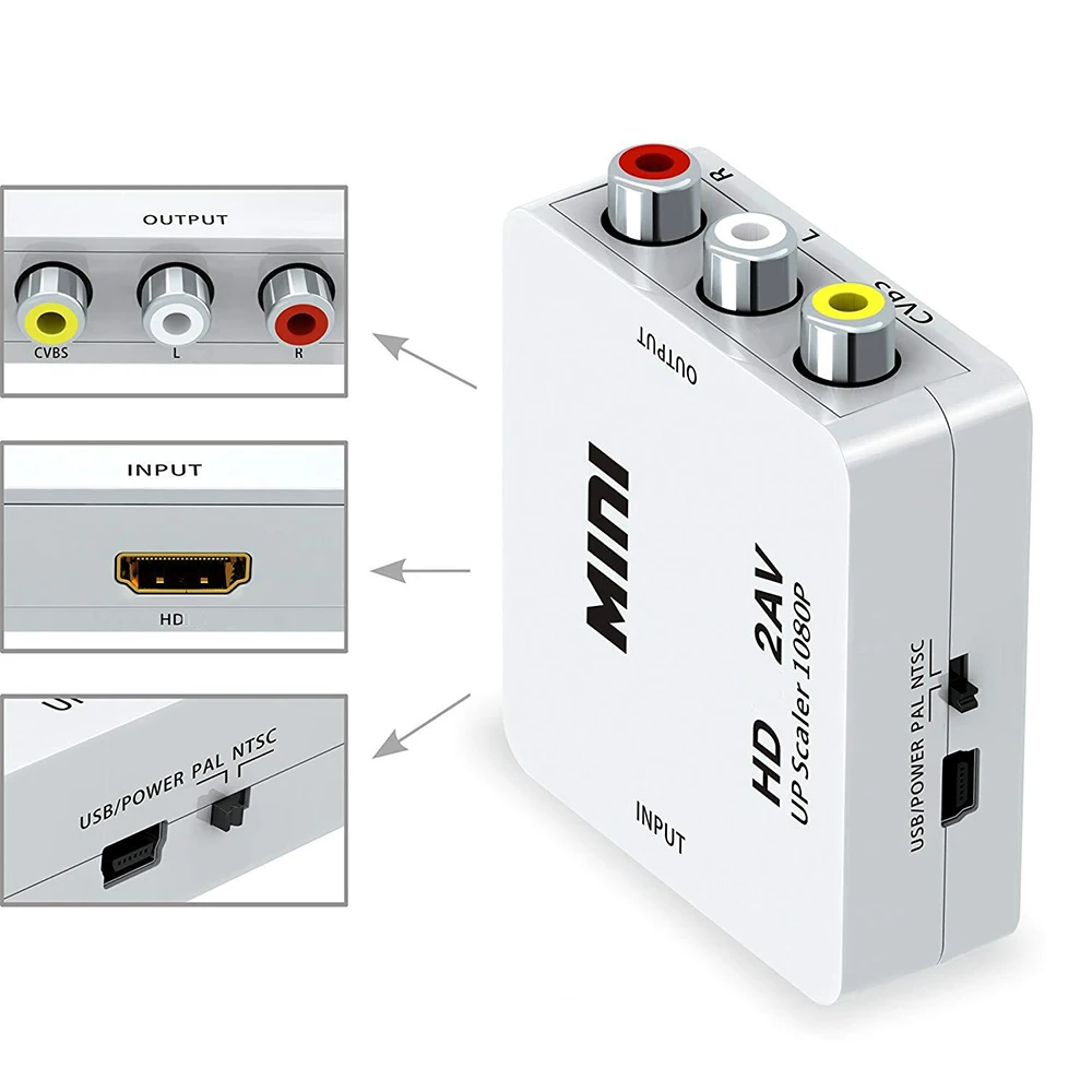 HDMI-совместимый с AV-адаптером композитный видеоконвертер вход к RCA CVBS L/R выход HD2AV UP