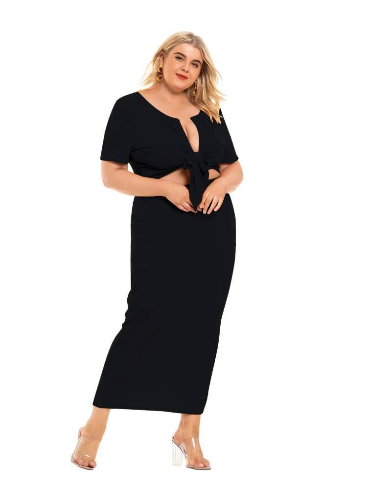 Large Women's Sexy Chest Strap Two Piece Set  summer dress  bodycon dress Plus Size Dress