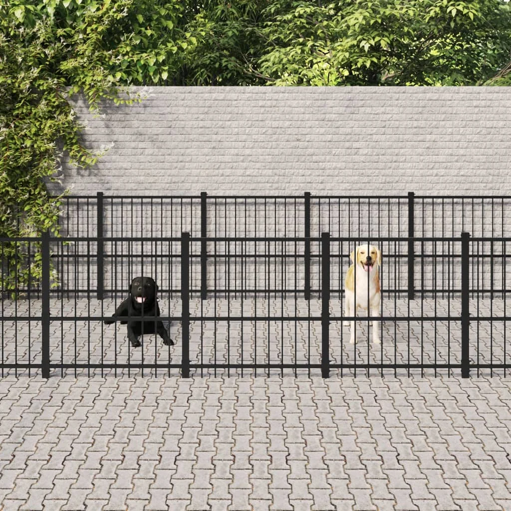 

Outdoor Dog Kennel, Pet Supplies Dog Runs, Steel 16.94 m²