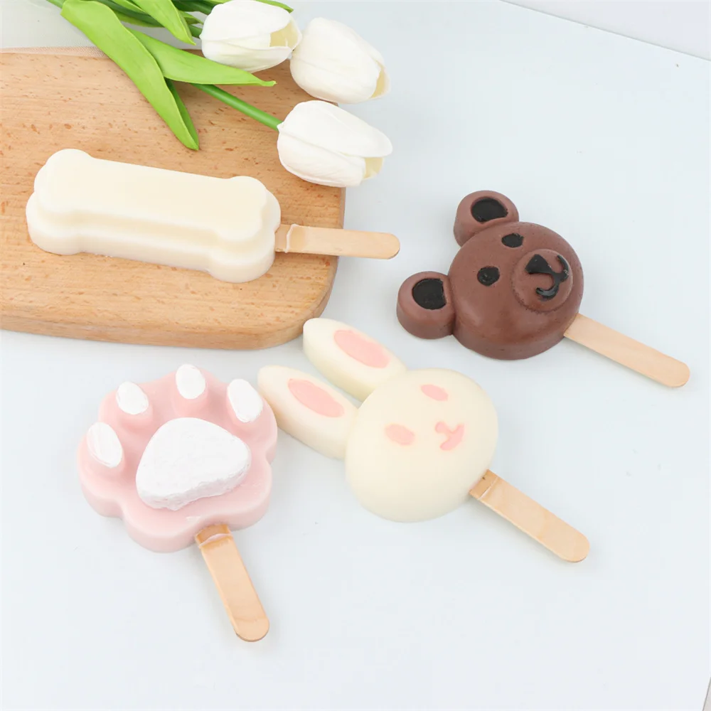 

Hot Sale Summer Ice Cream Silicone Mold Animal Shape Jelly Ice Hockey Machine DIY Food Supplement Tool Popsicle Stick