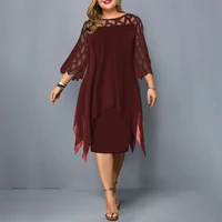 oversized lace mesh dresses for women 2022 loose casual sexy midi party dress new elegant hollow out oversize vestidos de fiesta