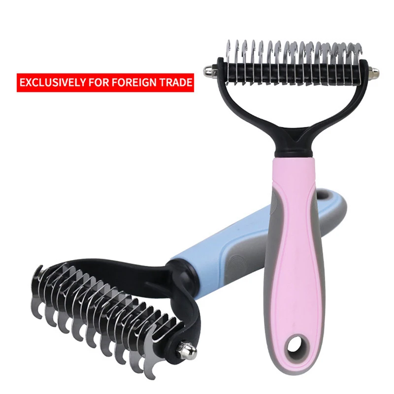 

Professional Pet Deshedding Brush 2 Sided Dematting Dog Comb Cat Brush Rake Puppy Grooming Tools Undercoat Shedding Flying Hair