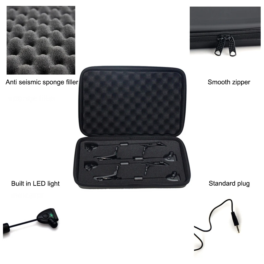 

4 шт. сигнализатор для ловли карпа с контейнером для хранения, сигнализатор поклевки для рыбалки, светодиодные индикаторы, подвижные против...