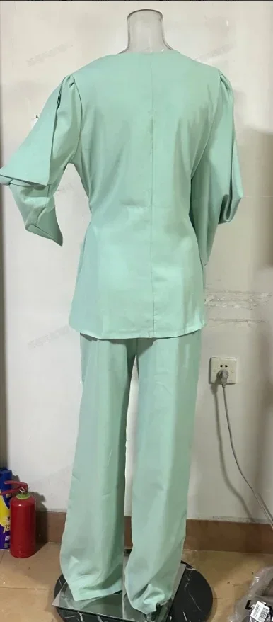 Женский модный свободный костюм с рукавами-фонариками комплект пальто и брюк