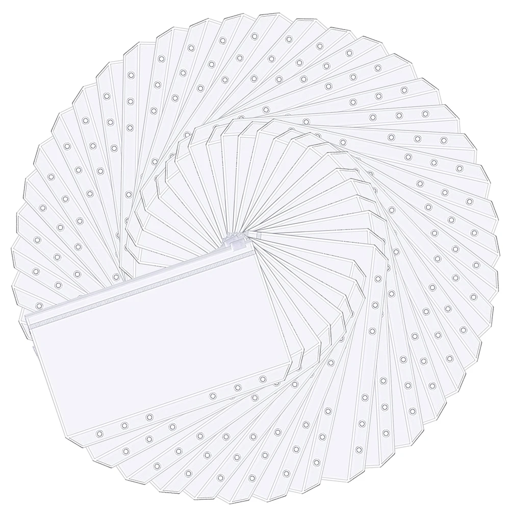 25PCS Convenient Clear PVC A6 Budget Binder Pockets Zipper Folder Bags for 6-Ring Notebook Files Reports |