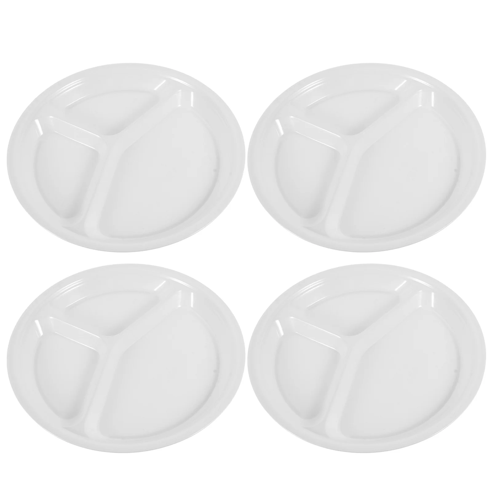 

4 Pcs Three Compartment Fast Food Plate Round Fruit Tray Dinner Accessory Household Ceramic Divided Dish Supply