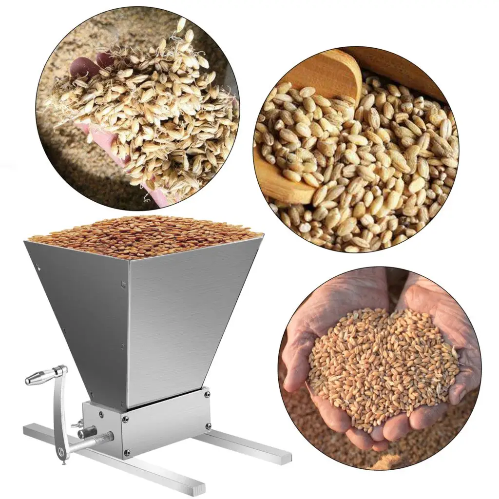 

2-Roller Barley Crusher Manual Grain Mill Grinder Crusher With 5KG/11LBS Hopper Stainless Steel for Crushing Malt & Wheat