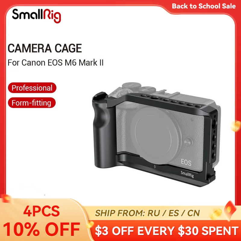 Клетка SmallRig M6 для камеры Canon EOS M6 Mark II Dslr, самоклеящаяся, со встроенной рукояткой, крепление для холодного башмака, Vlog Rig -2515B Клетка SmallRig M6 для камеры Canon EOS M6 Mark II Dslr, самоклеящаяся, со встроенной рукояткой, крепление для холодного башмака, Vlog Rig -2515B