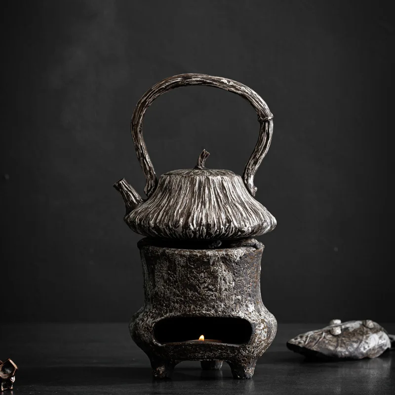 

Lifting beam pot, surrounding furnace, tea charcoal stove, retro ceramic tea set, rough ceramic tea stove, handcrafted outdoor