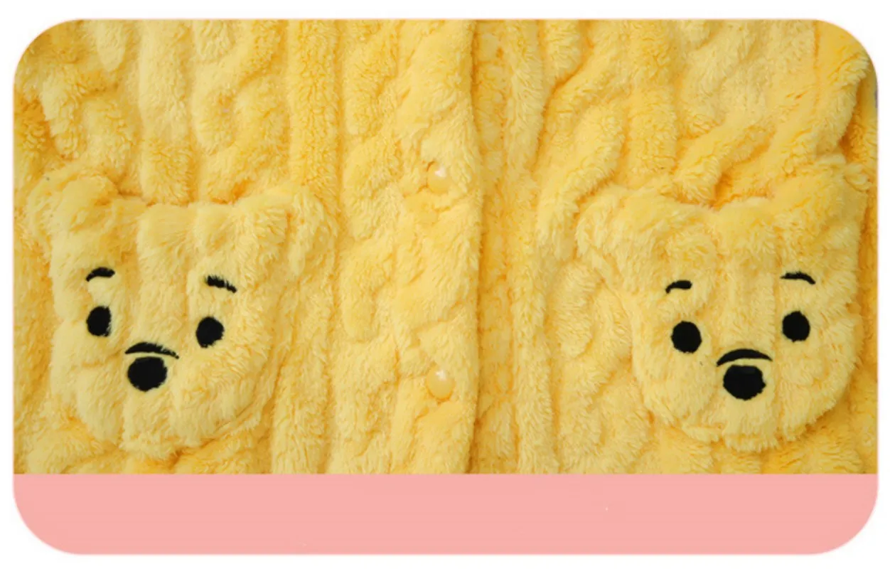 Girl's Winter Warm V-Neck Button Type Two Piece  Home Suit With Pockets Polyester Comfortable Slim Fit Sleepwear