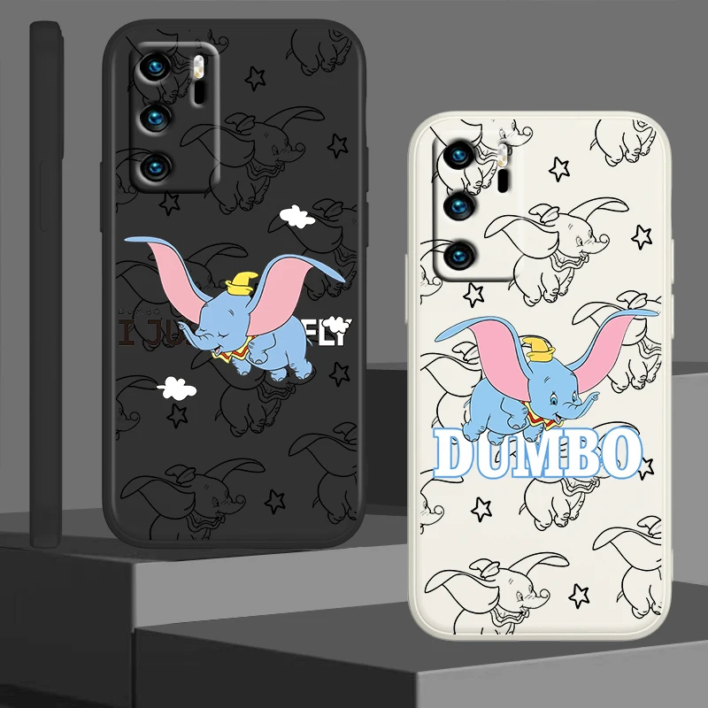 

Disney Dumbo Cute Case For Huawei P50 P40 P30 P20 P Smart Z Pro Plus 2019 2021 Liquid Rope Phone Cover Core Coque Shell Capa