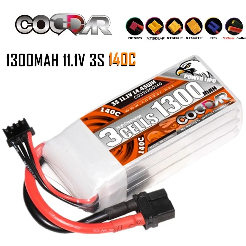 

CODDAR FPV 3S Lipo аккумулятор 1300 мАч гоночный Дрон 140C 11,1 В XT60 разъем для радиоуправляемого квадрокоптера вертолета