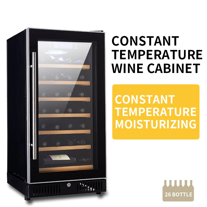 80l Thermostatic Single Door Wine Cooler, Air-cooled Household Wine Refrigerator, Beech Shelf H28bd