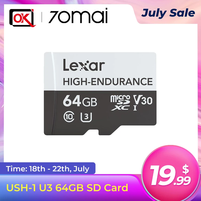 Карта памяти Micro SD Lexar 64 ГБ USH-1 U3 Max 100 Мб/с водонепроницаемая TF-карта для