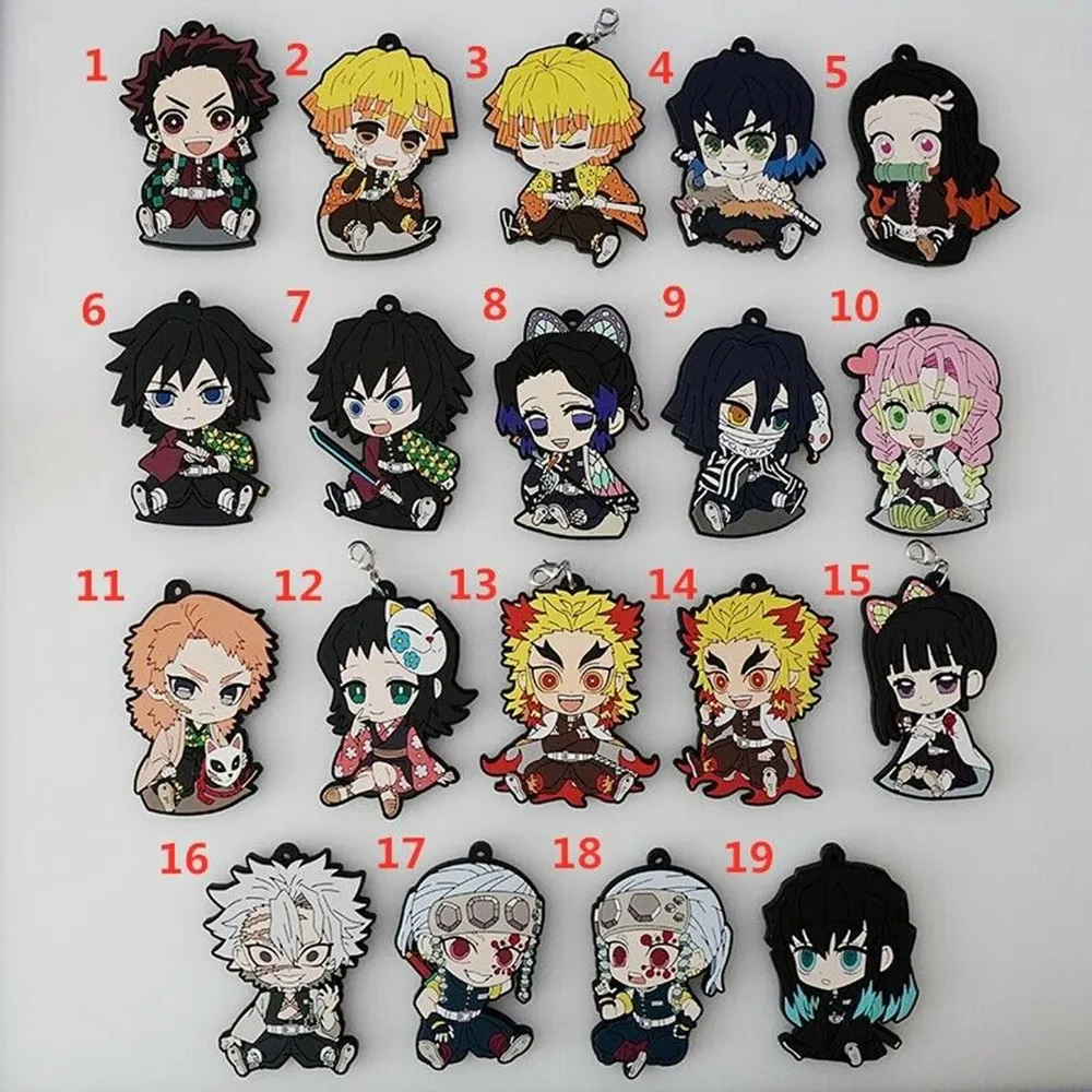 

Demon Slayer Kimetsu no Yaiba Anime Rubber Keychain Key Ring Race Straps Cosplay