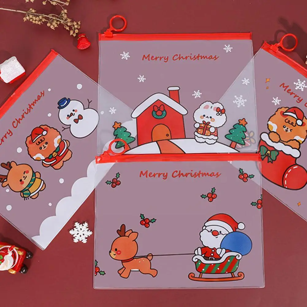 

4pcs Christmas Storage Bag Folder Halloween Portable Organizer Type Zipper Bag Folder Pp Waterproof File Statione M3u0