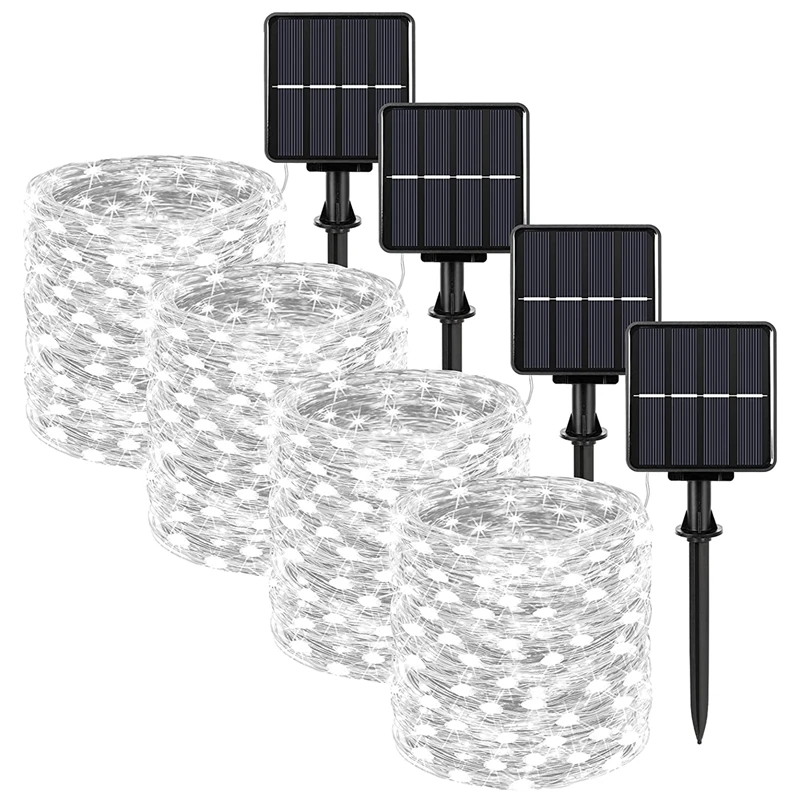 

Extra-Long 288FT Solar Fairy String Lights, 4-Pack Each 72FT 200 LED Outdoor Twinkle Lights Waterproof 8 Lighting Modes