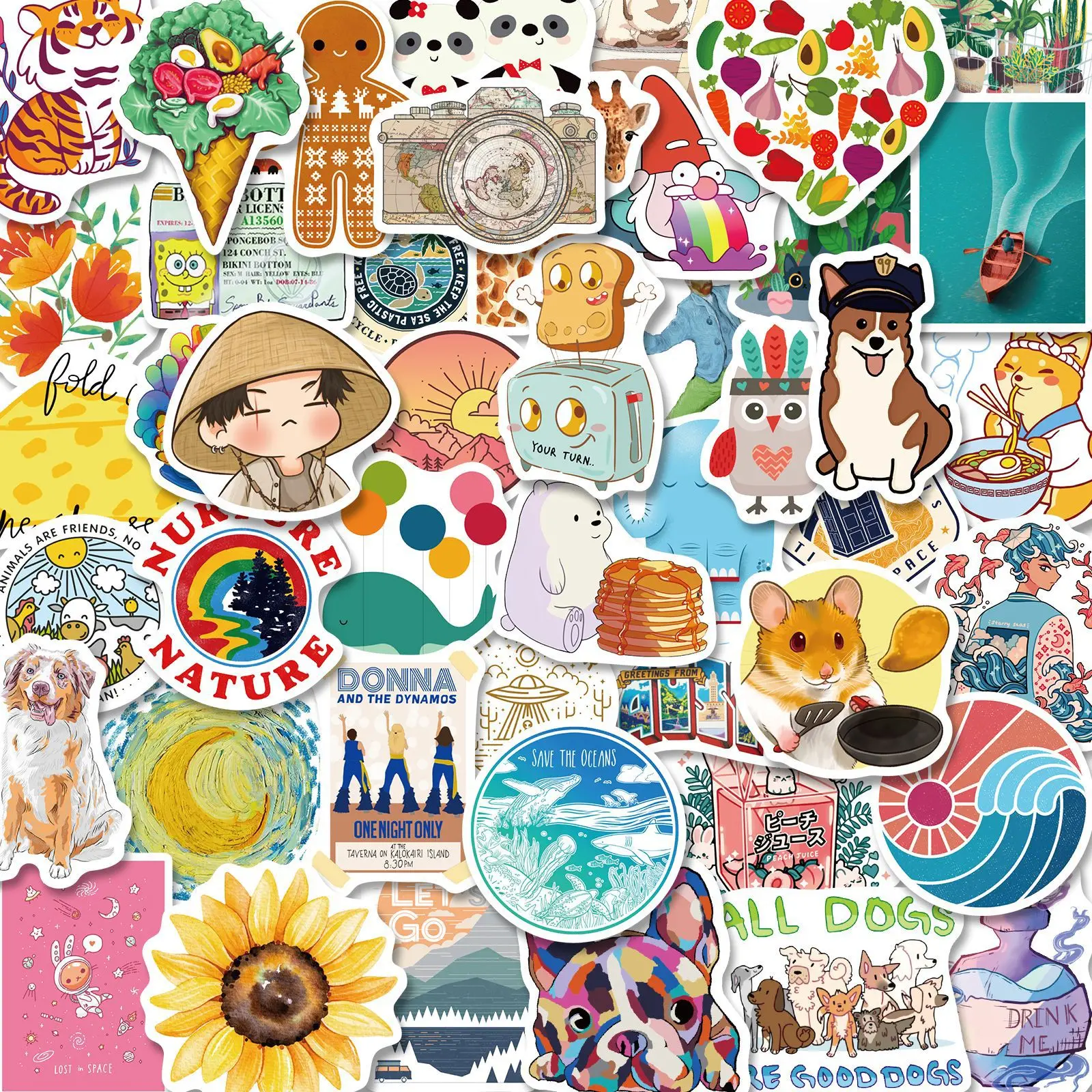 

50pcs New Cute Creative Cartoon Stickers Luggage Skateboard Cute Kids Toys DIY Cool Graffiti Sticker Decal Scrapbooking 2022
