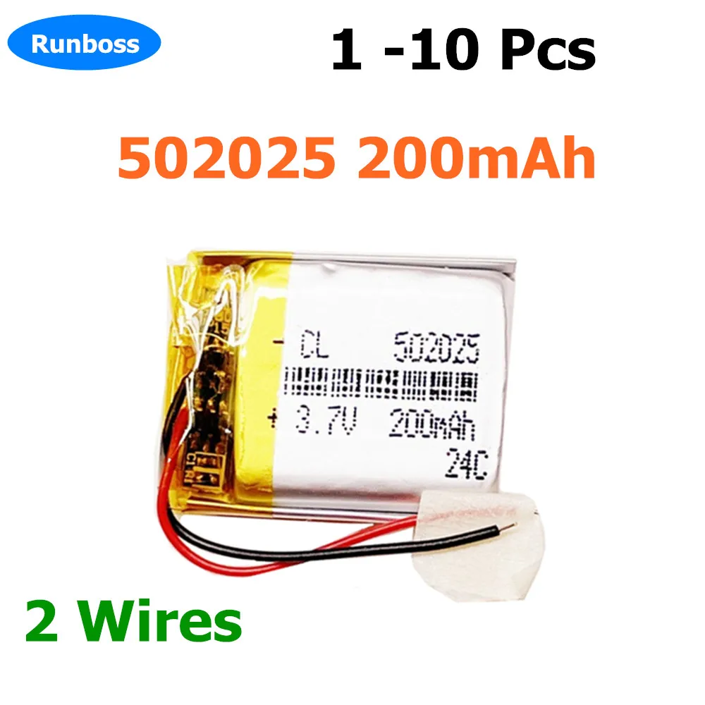 1-10шт 3 7В 200мАч 502025 Литий-полимерная аккумуляторная батарея LiPo для MP3-камеры Bluetooth
