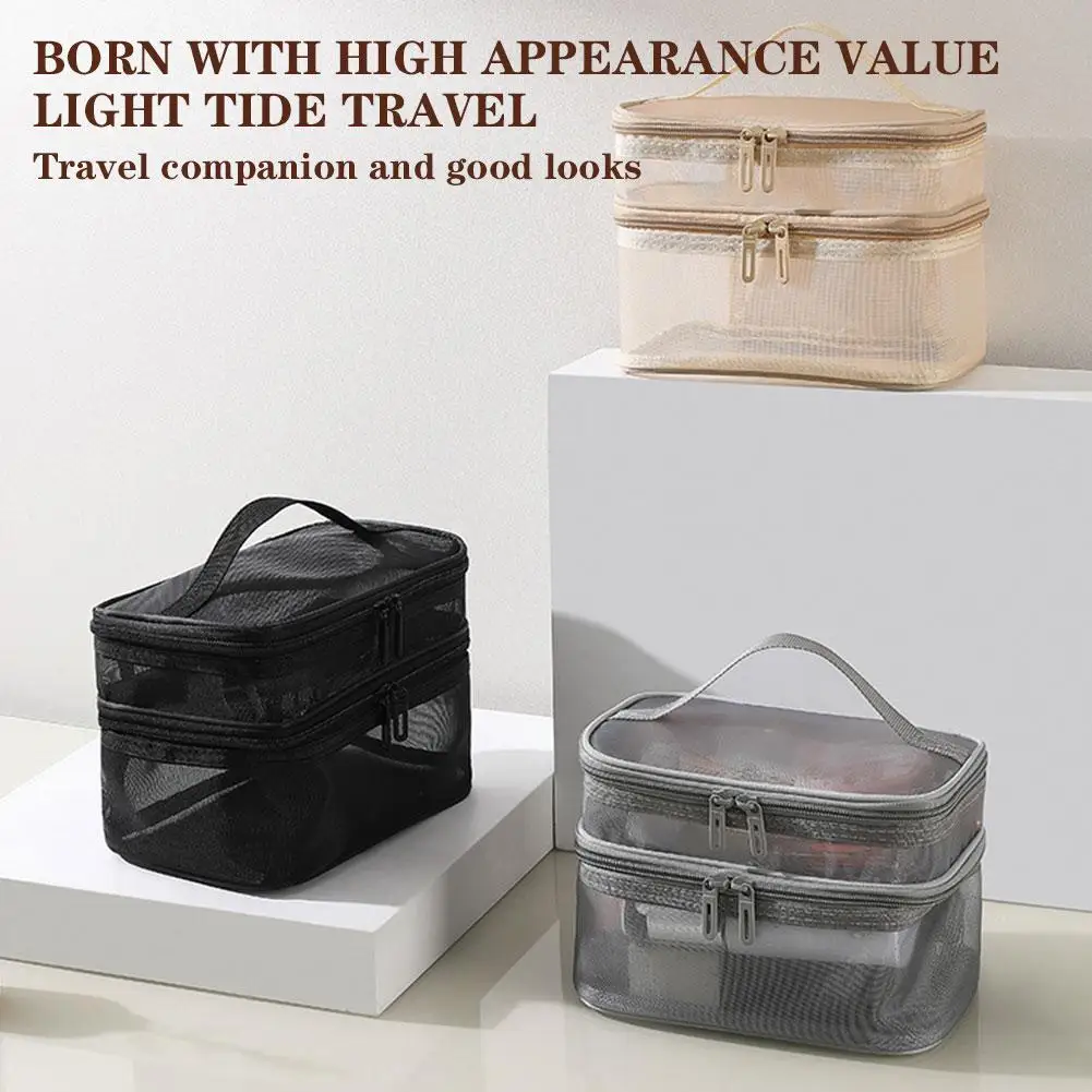 

Women's Transparent Mesh Ideal for Cosmetics Makeup and Toiletries Kit for Travel Sales Success Make Up Organizer Bag A0F5