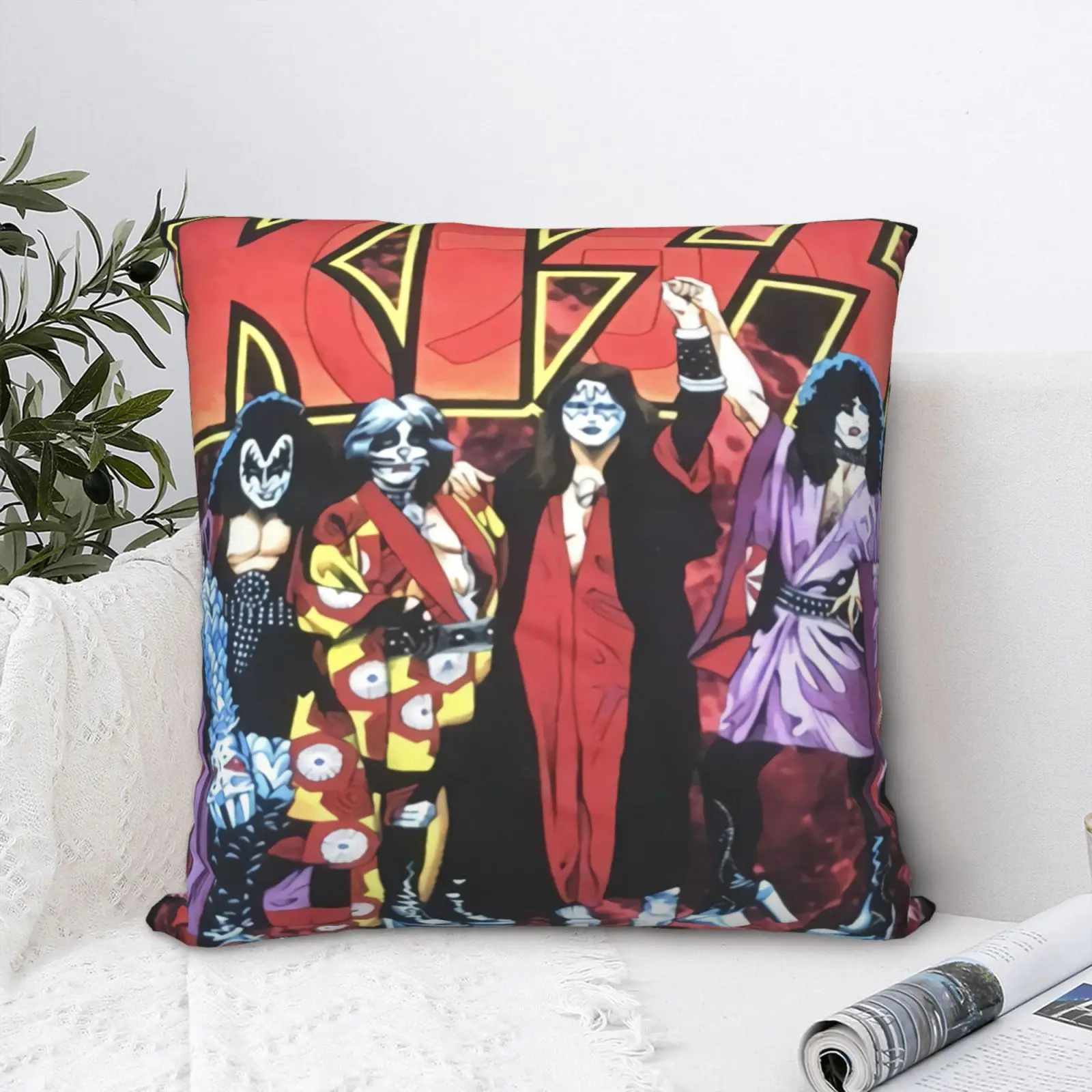 

Vtg 90S Kiss Band живая во всем мире Подушка Чехол аниме подушки наволочки Подушка Чехол для подушки из полиэстера Чехол Белый