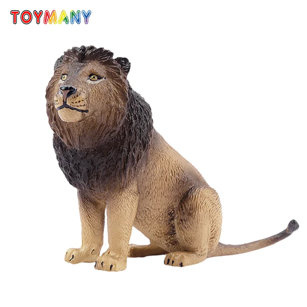 Фото Toymany моделирование сидящий лев дикая природа модель животного игрушки мини-фигурки куклы фигурки игрушки для детей подарок декор торта №1