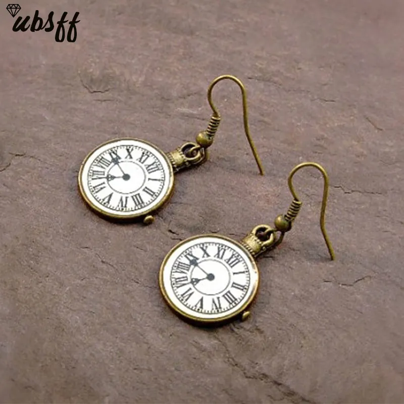 

1pair Retro Antiqued Bronze Tone Pocket Watch Charms Pendants 18x23.5mm Earrings