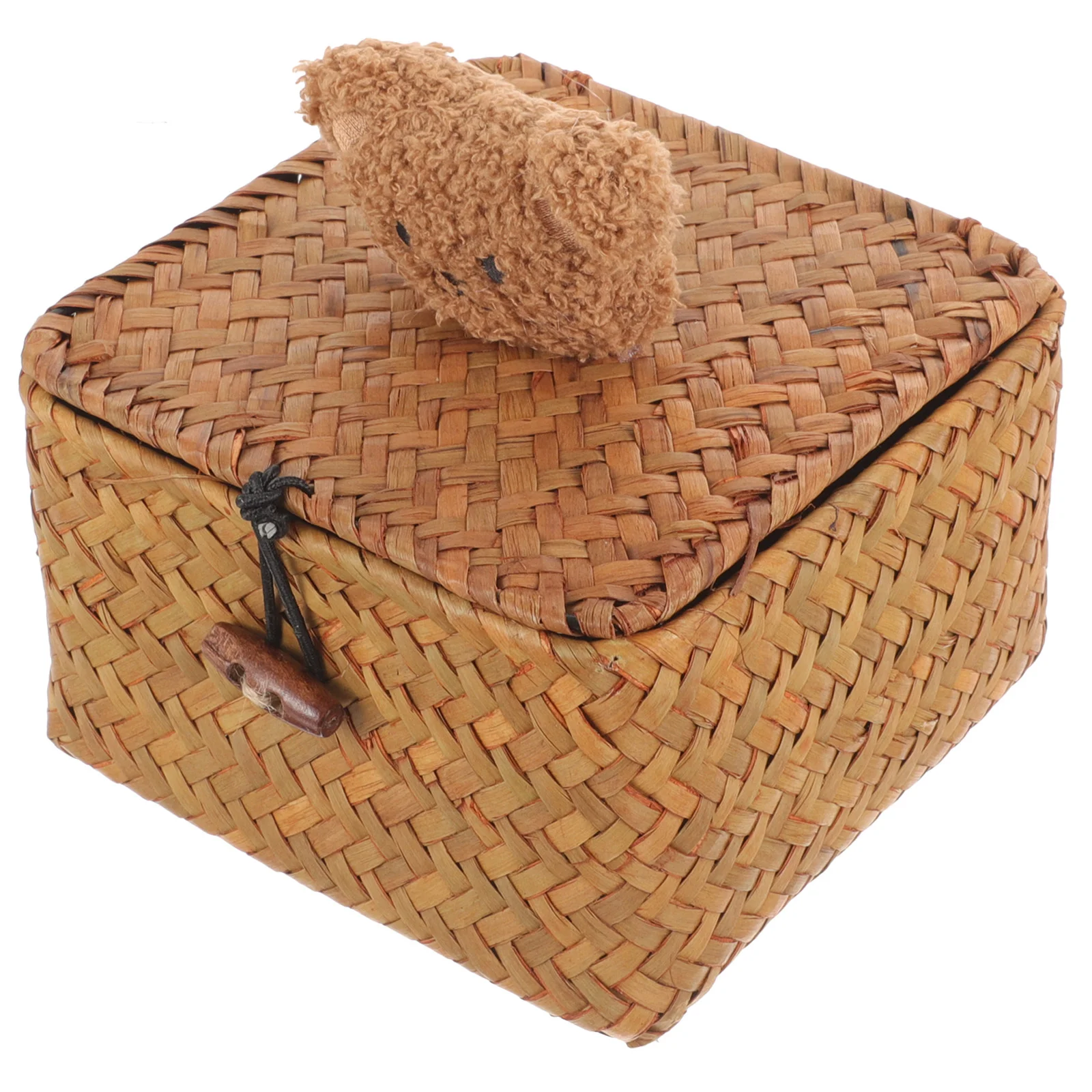 

Straw Storage Box Organizer Baskets Decorative Shelves Small Woven Lid Bins Toilet Paper Stand