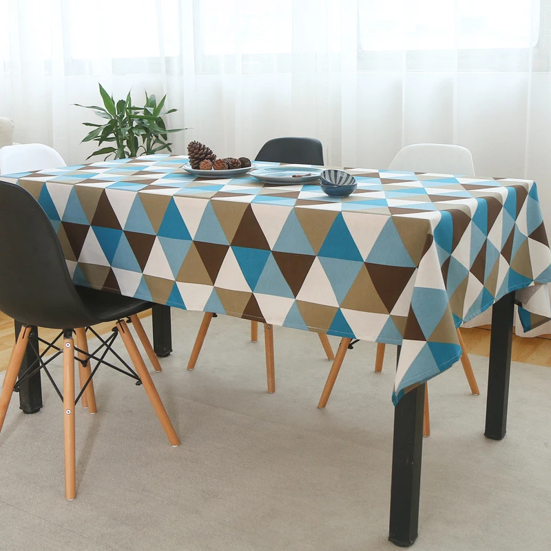 

Nordic Cotton Linen Table Cloth Modern Triangle Rhombus Long Table Cloth Cover Cloth for Kitchen Dining Table Decoration