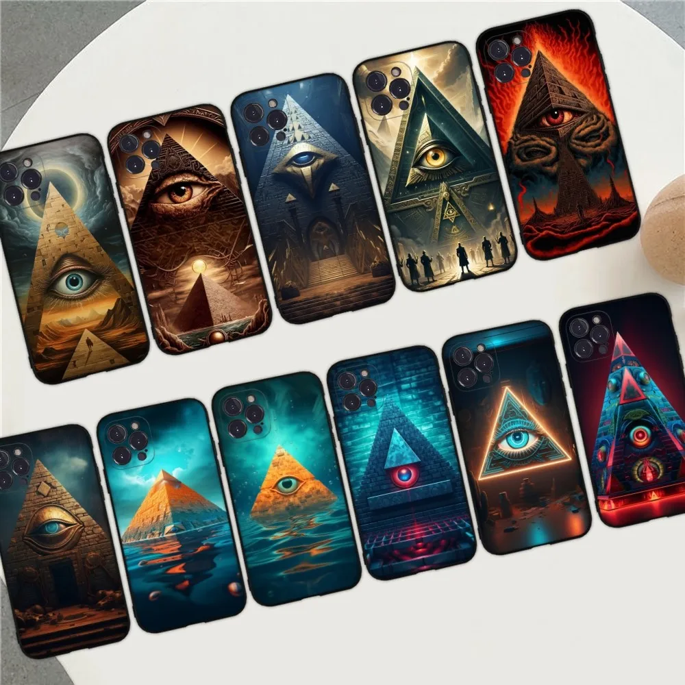 Чехол для телефона Illuminati Eye Occult Pyramid iPhone 16 15 8 7 6 6S Plus X SE XR XS 14 11 12 13 Mini Pro Max чехол