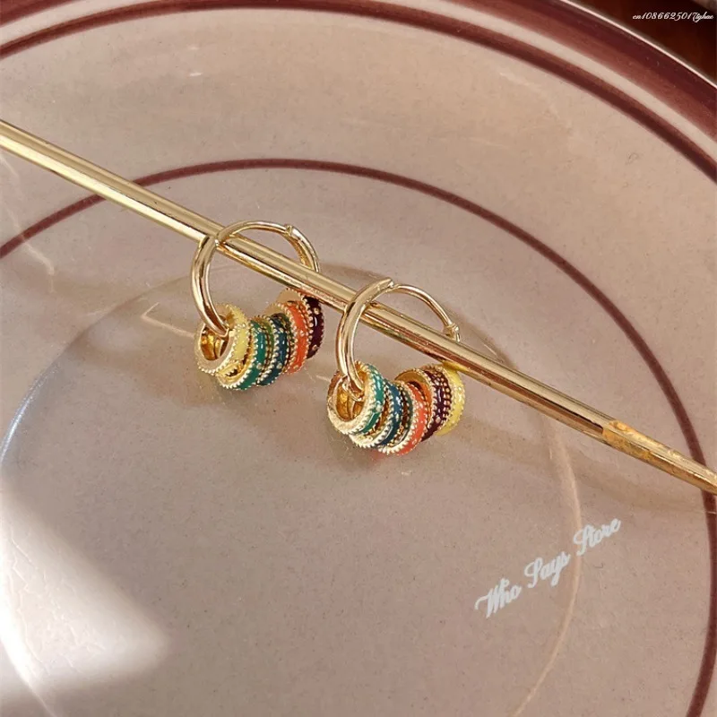 Винтажные комплекты ювелирных изделий красочные эмалированные круглые серьги с