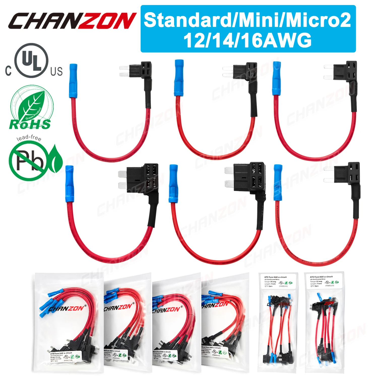 

5pcs Car Auto Dual Fuse Block Holder Tap Adapter ATC ATM Small Micro2 Blade Terminal Case Boxes 5V 12V 24V 32V 12 14 16 AWG Wire