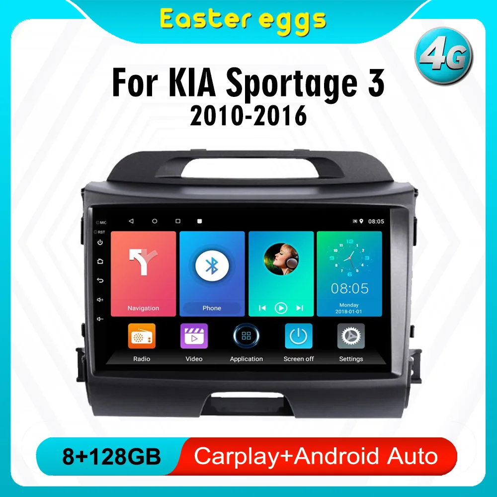 

For Kia Sportage 3 2010-2016 2 DIN 4G Carplay Android Radio Car Multimedia Video Player Navigation GPS Head Unit BT With Frame