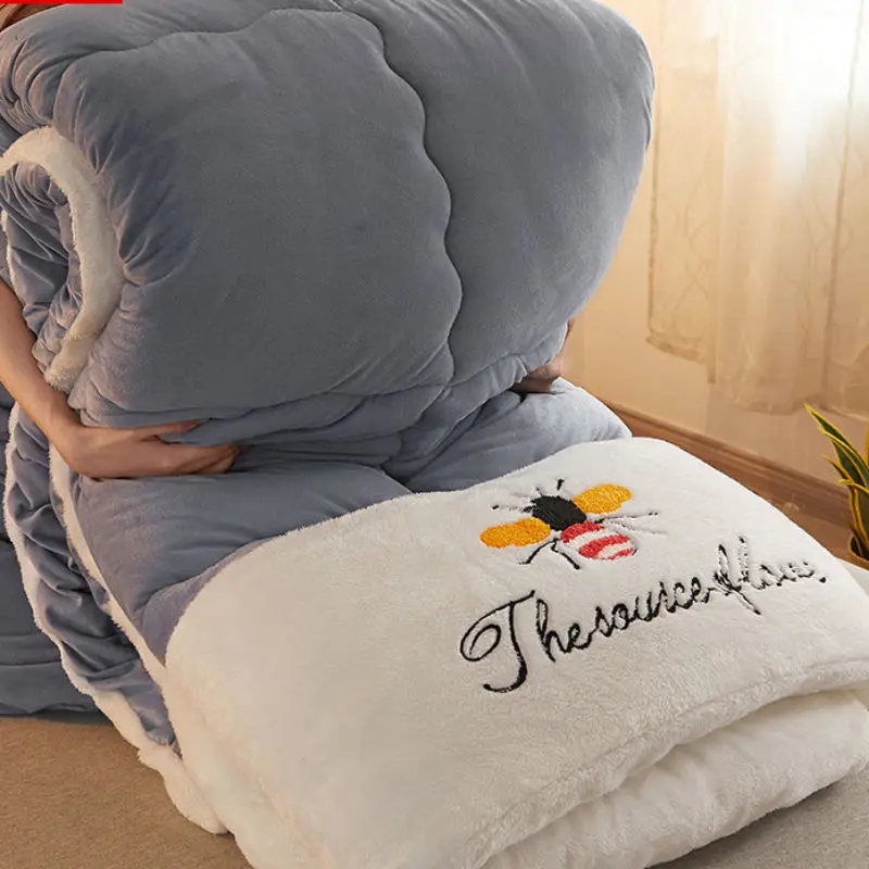 

Однотонное двухстороннее одеяло, фланелевое одеяло из овечьей шерсти, теплый комфортный матрас для зимы, для спальни, общежития, толстое одеяло