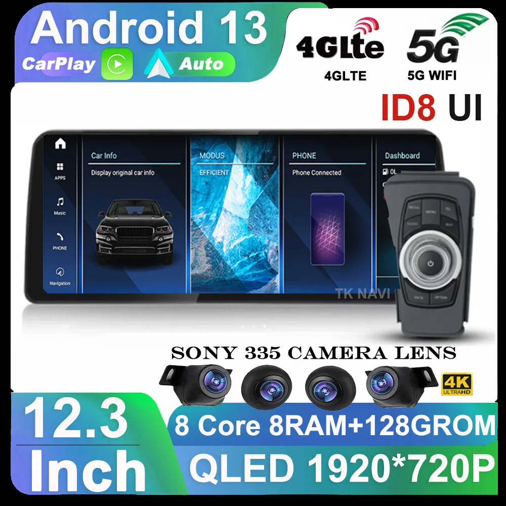12 3-дюймовый Android 13 новая система ID6 ID7 ID8 UI беспроводной Carplay AUTO для BMW 3 серии E90 E91 E92