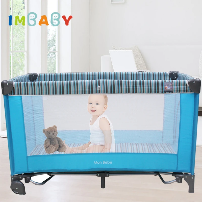 

IMBABY Baby Cribs Foldable Baby Bed Detachable Double Layer Cradle with Changing Table Baby Nest Mosquito Net Baby Rocking Crib