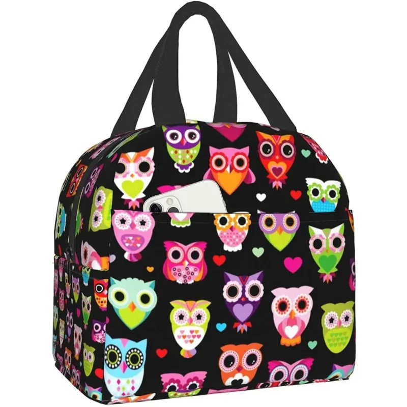 

Мультяшная сумка для ланча с совами, изолированный холодильник, сумки-тоут из бэнто, многоразовый контейнер для еды для женщин, для офиса, пикника, работы, пляжа