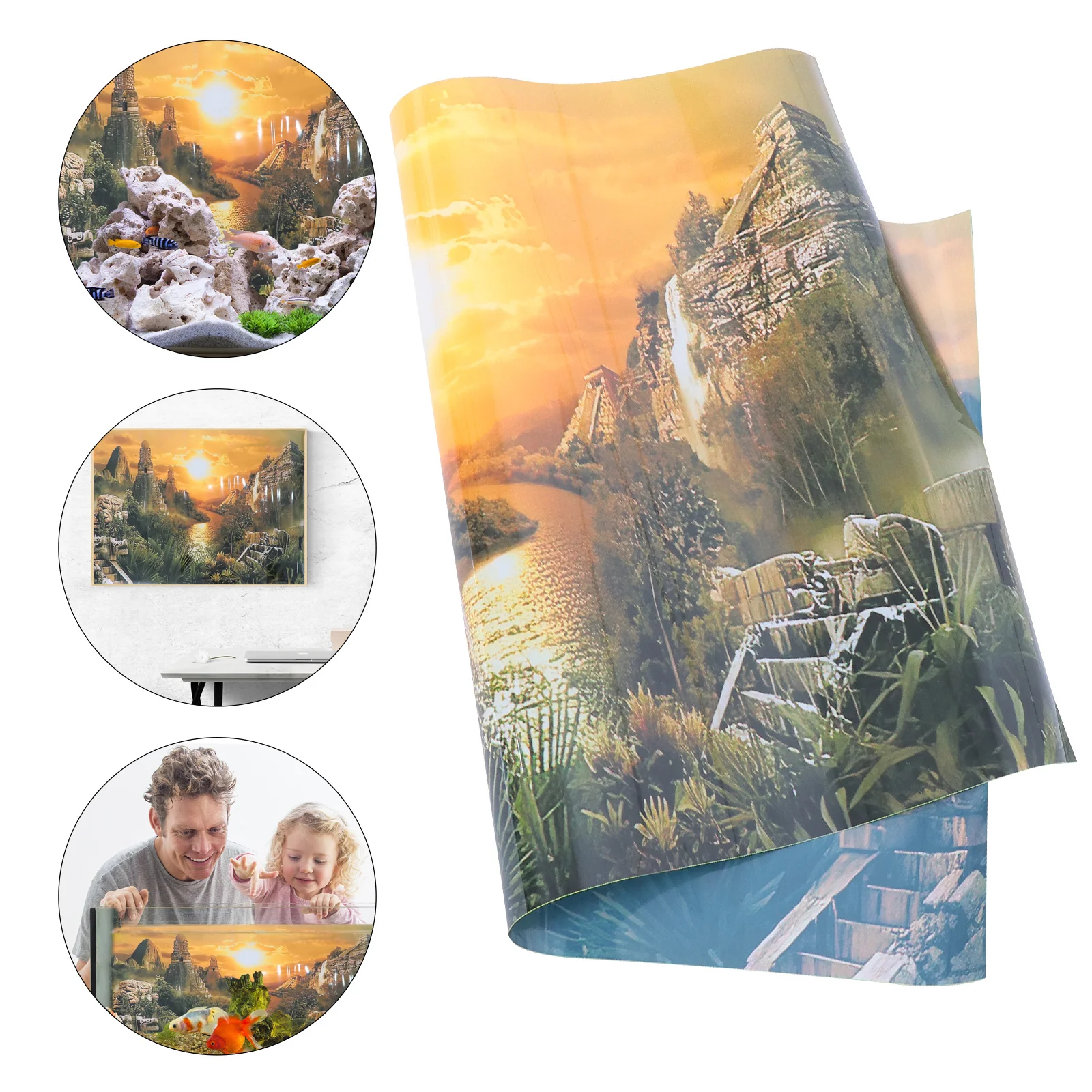

Aquarium Tank Background Sticker Decal Poster Decoration Backdrop Wall Adhesive Wallpaper Banner 3D Picture Stickers Decor Mural