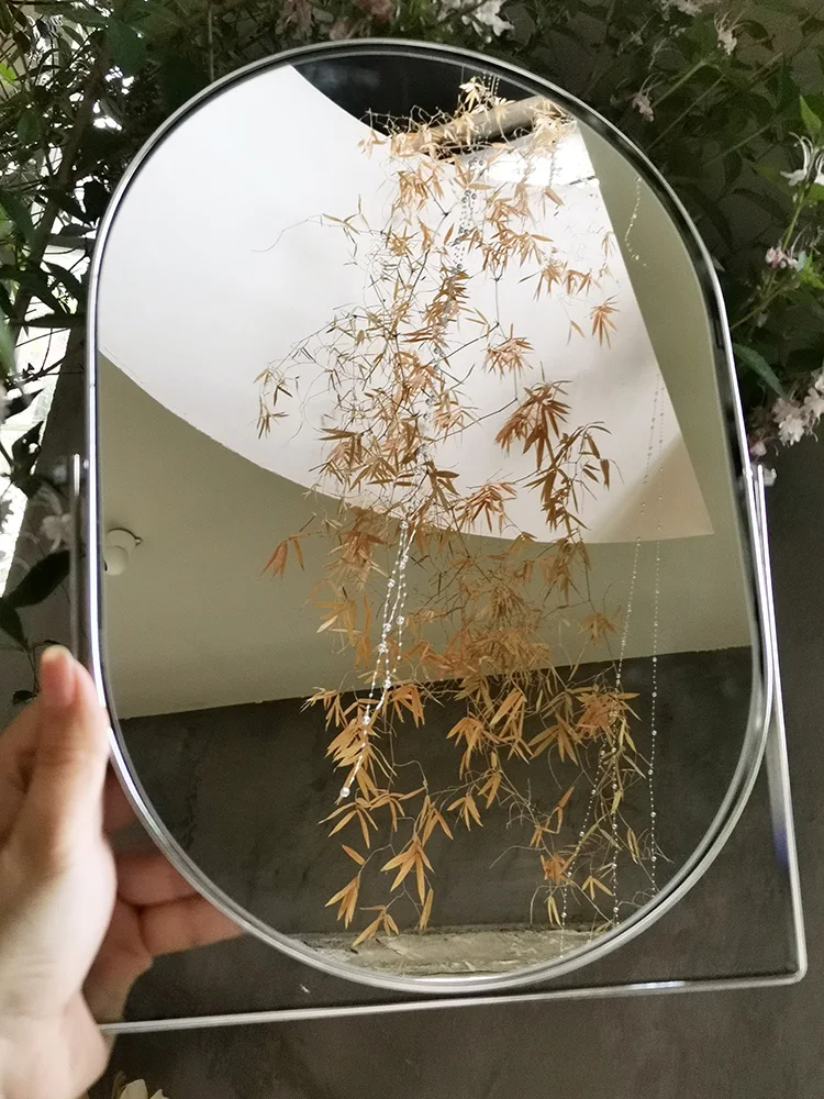 Высококачественное металлическое зеркало для макияжа овальной формы с