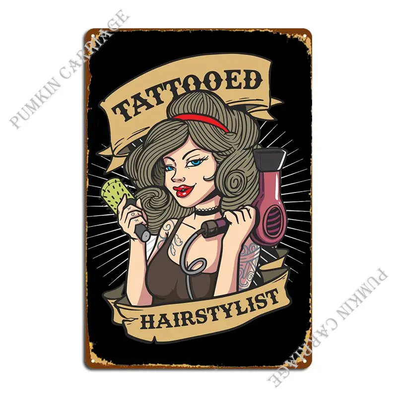 

Татуированный парикмахерский металлический плакат с табличкой, настенный плакат, железная стена, декор для стен, Настенная роспись, жестяной плакат