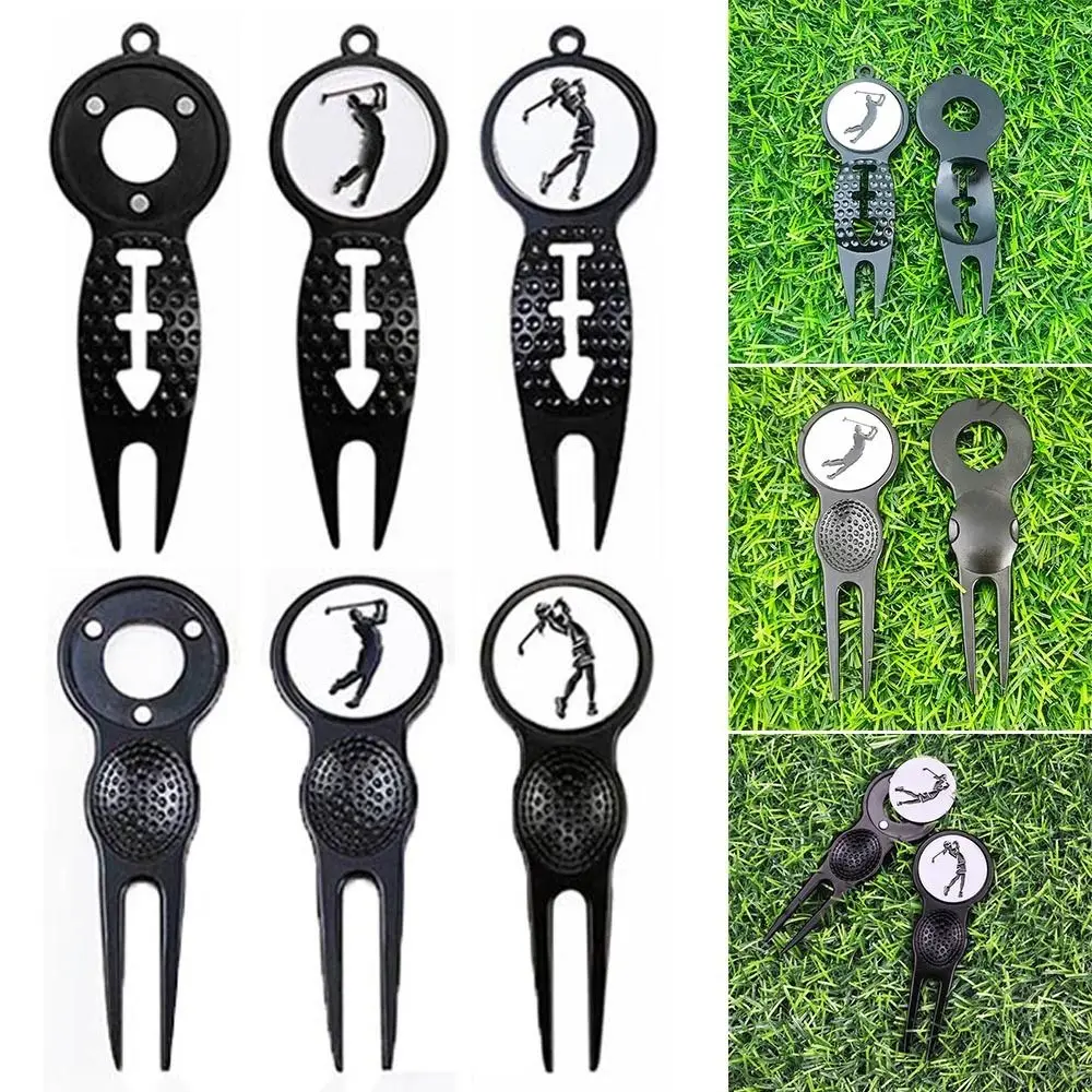 

Portable Training Aids Groove Clean Multifunctional Pitch Repairer Tool Golf Fork Prongs Golf Divot Lawn Maintenance