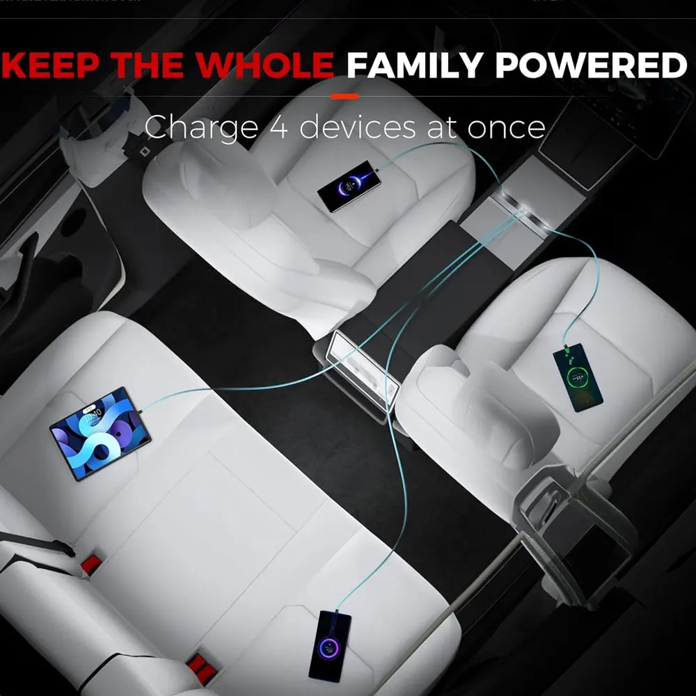 Фото Для Tesla Model Y Juniper 2026: Выдвижной USB-хаб для центральной консоли, зарядное устройство для телефона Model 3 Highland, док-станция для быстрой зарядки №3