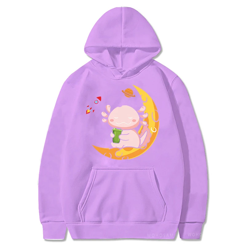 Kawaii Axolotl Gamesolotl мультфильм Графика толстовки хип-хоп с длинным рукавом мужская