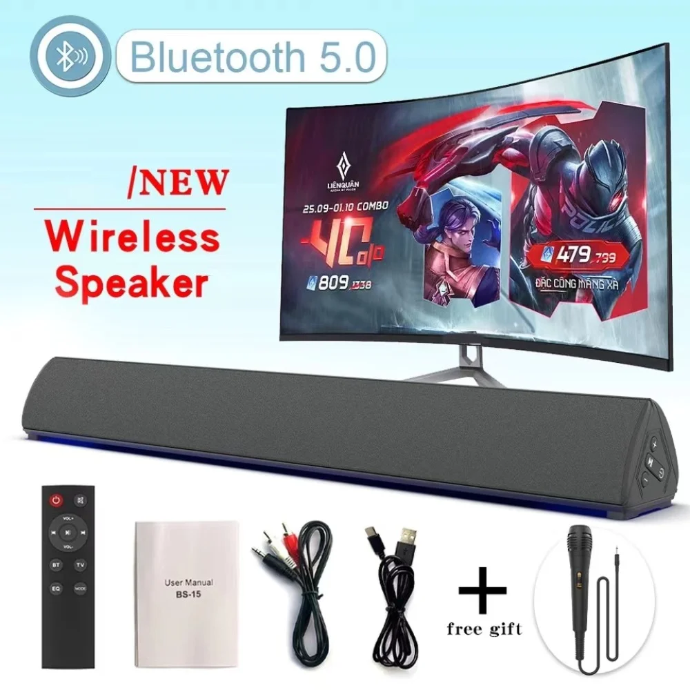 

Portable Speaker Wired Surround Stereo Wireless Bluetooth Sound Bar Home Theater TV Projector System Super Power Speaker System