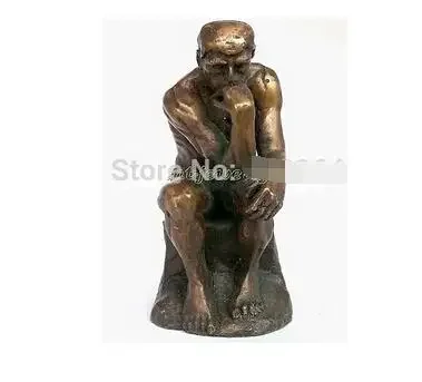 Коллекционный ! Винтажная статуя мыслителя из чистой бронзы Rodin в стиле ар-деко